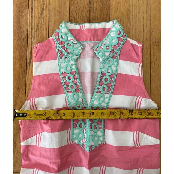 Sail to Sable STS Women's Pink And White Striped Sleeveless Dress V-Neck Size S - Picture 4 of 6